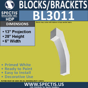 BL3011 Eave Block or Bracket 6"W x 28"H x 13" P