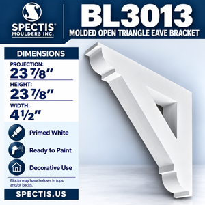BL3013 Molded Open Triangle Eave Bracket 4.5"W x 23.875"H x 23.875"P