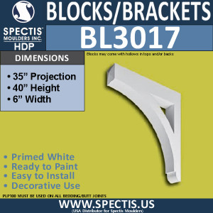 BL3017 Eave Block or Bracket 6"W x 40"H x 35" P