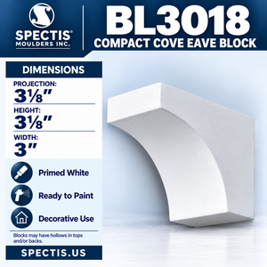 BL3018 Compact Cove Eave Block 3"W x 3.125"H x 3.125"P