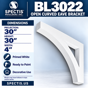 BL3022 Open Curved Eave Bracket 4"W x 30"H x 30"P