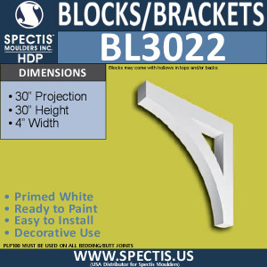 BL3022 Eave Block or Bracket 4"W x 30"H x 30" P