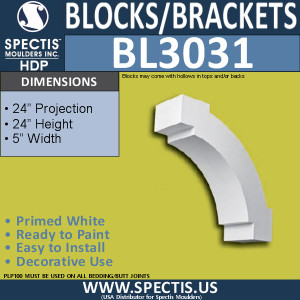 BL3031 Eave Block or Bracket 5"W x 24"H x 24" P