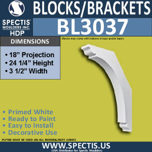 BL3037 Eave Block or Bracket 3.5"W x 24.25"H x 18" P