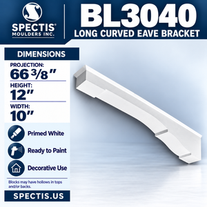 BL3040 Long Curved Eave Bracket 10"W x 12"H x 66.375"P