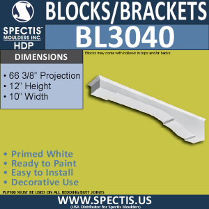 BL3040 Eave Block or Bracket 10"W x 12"H x 66.38" P