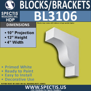 BL3106 Decorative Eave Bracket 4"W x 12"H x 10"P