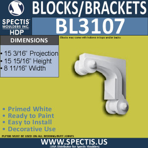 BL3107 Decorative Eave Bracket 8.69"W x 16"H x 26.33"P
