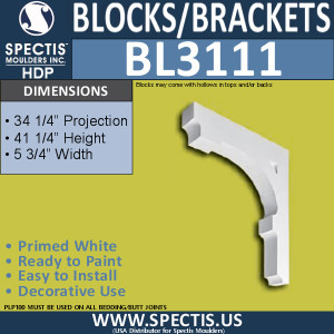 BL3111 Decorative Eave Bracket 5.75"W x 41.25"H x 34.25"P