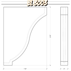 BL3003 Spectis Eave Block or Bracket 3"W x 24"H x 18" Projection