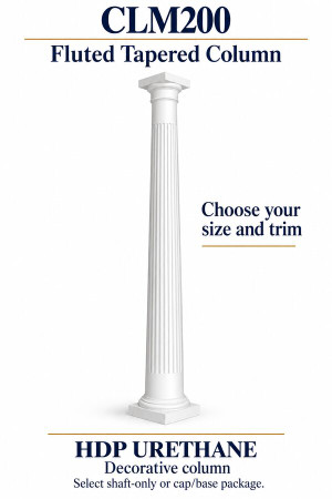 CLM200 Fluted Tapered Decorative Column – Select Size & Trim