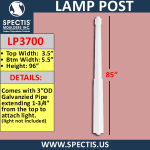 LP3700 Lamp Post for Lights  5 1/2" Base x 96" Tall