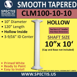 CLM100-10-10 Smooth Tapered Column 10" x 120"