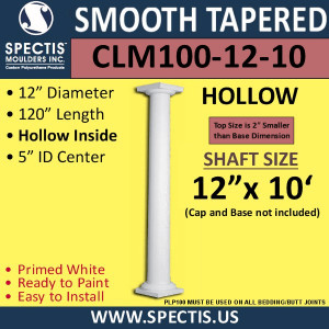 CLM100-12-10 Smooth Tapered Column 12" x 120"