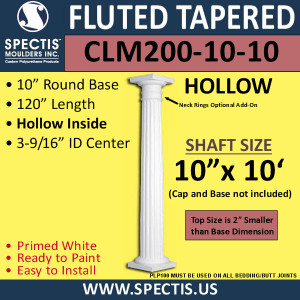 CLM200-10-10 Fluted Tapered Column 10" x 120"