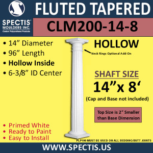 CLM200-14-8 Fluted Tapered Column 14" x 96"