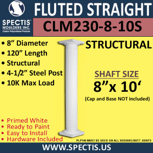 CLM230-8-10S Fluted Straight Column 8" x 120" STRUCTURAL