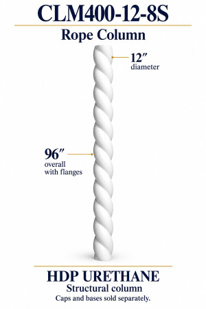 CLM400-12-8S Rope Structural Column – 12″ diameter × 96″ overall – HDP urethane