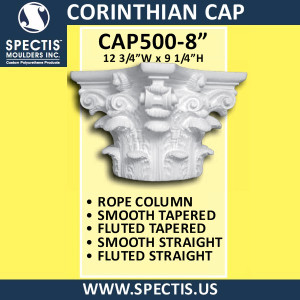 CAP500-8 Corinthian Cap 12 3/4"W x 9 1/4"H for 8" top column
