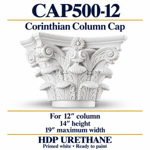 CAP500-12 Corinthian Column Cap – 19″ maximum width × 14″ height | Fits 12″ column