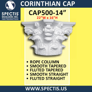 CAP500-14 Corinthian Cap 22"W x 16"H for 14" top column