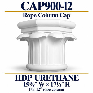 CAP900-12 Rope Column Cap – 19⅜″ W × 17½″ H | For 12″ column – HDP urethane