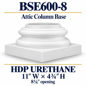 BSE600-8 Attic Column Base – 11″ W × 4¾″ H | 8¼″ opening – HDP urethane