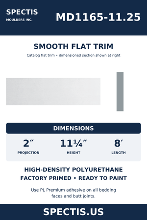 MD1165-11.25 Smooth Flat Trim — dimensions and moulding profile