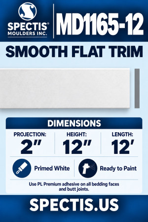 MD1165-12 Smooth Flat Trim — Spectis moulding dimensions and profile