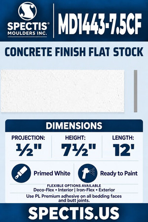 MD1443-7.5CF concrete finish flat stock with matching-height rectangular side profile.