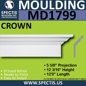MD1799 Crown Molding Trim decorative spectis urethane