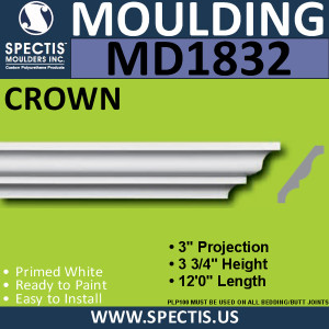 MD1832 Crown Molding Trim decorative spectis urethane