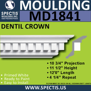 MD1841 Dentil Crown Molding Trim decorative spectis urethane