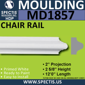 MD1857 Chair Rail Molding Trim decorative spectis urethane
