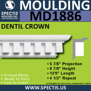 MD1886 Crown Molding Trim decorative spectis urethane