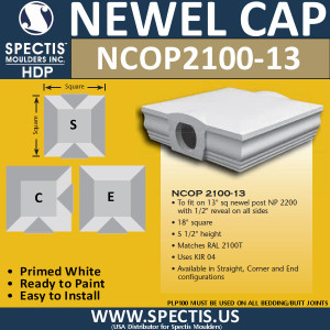NCOP 2100-13 Newel Cap Over Post 18"W x 5 1/2" H For RAL2100T
