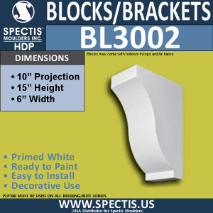 BL3002 Eave Block or Bracket 6"W x 15"H x 10"P