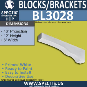 BL3028 Eave Block or Bracket 6"W x 12"H x 46" P