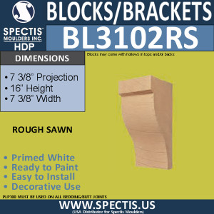 BL3102RS Rough Sawn Decorative Eave Bracket 7.37"W x 16"H x 7.37"P