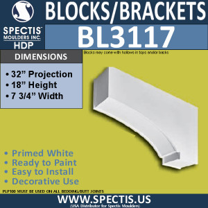 BL3117 Decorative Eave Bracket 7.75"W x 18"H x 32"P
