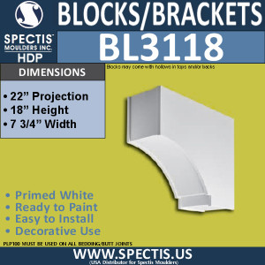 BL3118 Decorative Eave Bracket 7.75"W x 18"H x 22"P