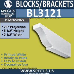 BL3121 Decorative Eave Bracket 2.5"W x 5.5"H x 20"P