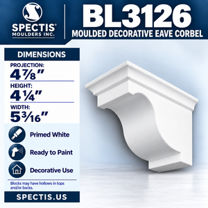 BL3126 Moulded Decorative Eave Corbel 5.1875"W x 4.25"H x 4.875"P