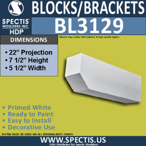 BL3129 Decorative Eave Bracket 5.5"W x 7.5"H x 22"P