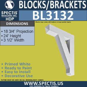 BL3132 Decorative Eave Bracket 3.5"W x 24"H x 18.75"P