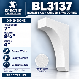 BL3137 Rough-Sawn Curved Eave Corbel 4"W x 9.25"H x 7"P