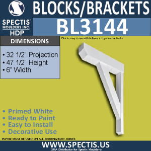 BL3144 Decorative Eave Bracket 6"W x 47.5"H x 32.5"P
