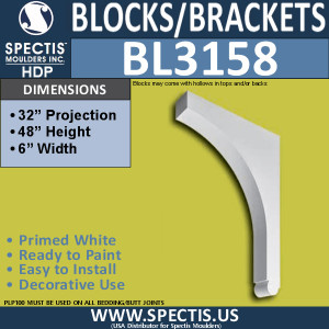 BL3158 Decorative Eave Bracket 6"W x 48"H x 32"P