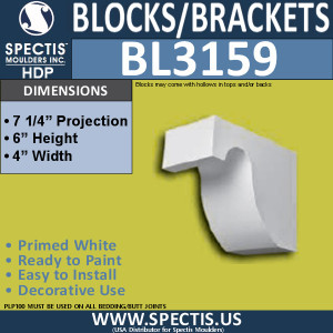 BL3159 Decorative Eave Block 4"W x 6"H x 7.25"P