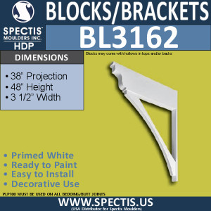 BL3162 Decorative Eave Bracket 3.5"W x 48"H x 38"P